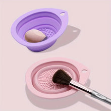 Bol de nettoyage pliable en silicone pour pinceaux de maquillage, houppettes, pinceaux à paupières, tapis de lavage souple, boîte à brosses pour outils de beauté