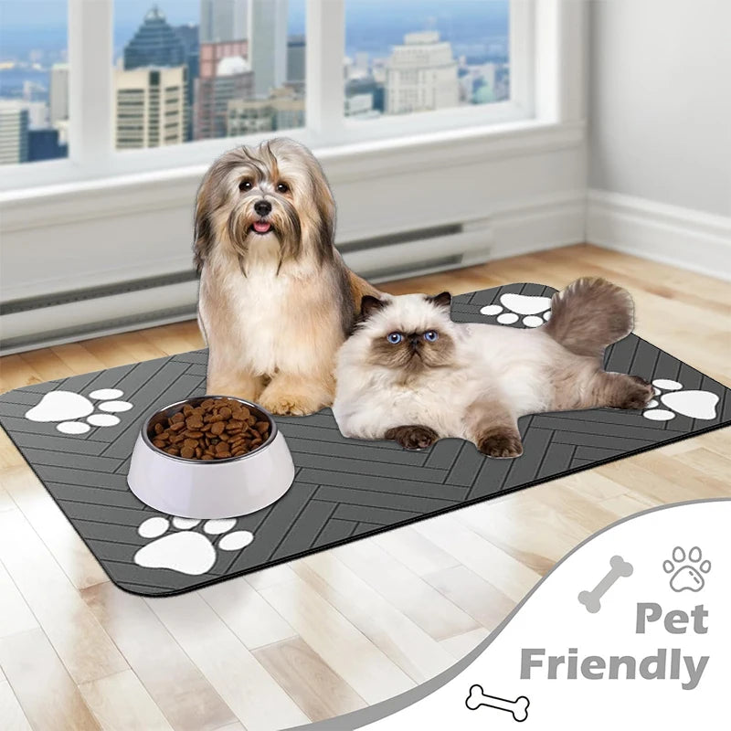 Pet Feeding Mat For Food And Water Bowl Absorbent Quick Dry Pet Placemat With Rubber Backing For Dog And Cat 3040/4050/4060 Cm