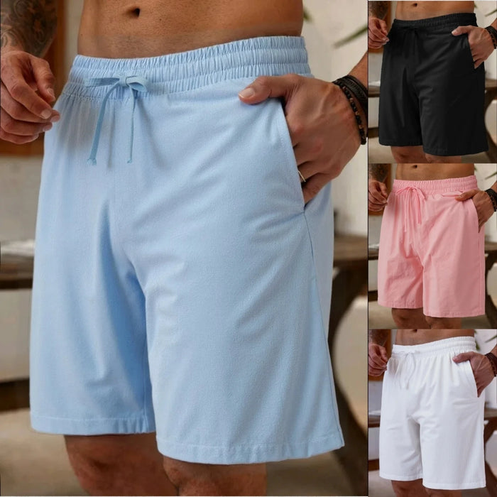 Nouveau short décontracté pour homme, short de plage léger et à séchage rapide, couleur unie, short de plage confortable pour les vacances