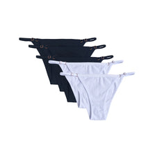5Pcs/set Cotton Panties Women Low Waist Adjustable Metal Slider Straps Bikini Briefs Breathable No Show Ladies Daily Underwear