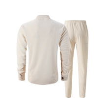 Chemise gaufrée pour homme, chemise tendance à col montant boutonné et pantalon, ensemble 1 ou 2 pièces, confortable, respirant et décontracté