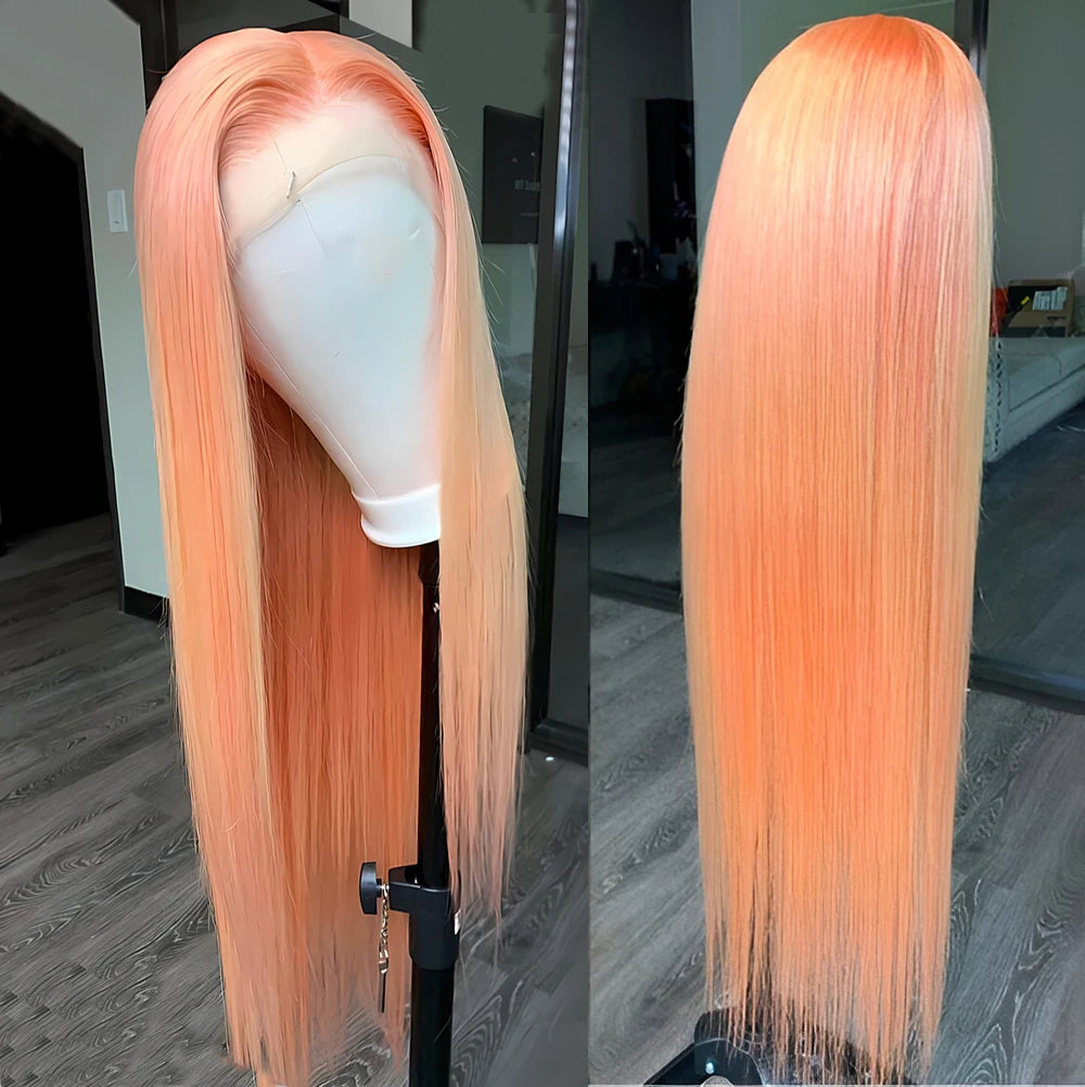 Light Orange Synthetic Lace Front Wig Glueless Daily Wear