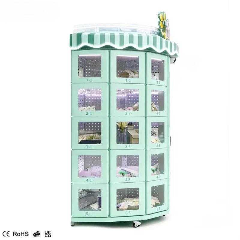 Customize Supplier Factory 30-grid Flower Cabinet Outdoor Fresh Floral Flower Bouquet Vending Machine with 32-inch Touch Screen