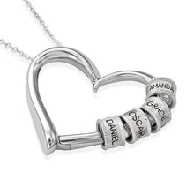 1pc Customized Names Stainless Steel Charming Heart Necklace with Engraved Beads Personalized Names Jewelry Mother's Day Gift