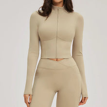 Yoga Long Sleeve Zipper Jacket Crop Tops Running Quick Dry