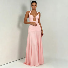 2026 NEW Summer Women Halter Front Cut Out V Neck Bodycon Maxi Dress Sleeveless Sexy Elegant Club Evening Party Long Dress
