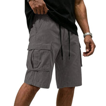 Men Multi-color Cargo Shorts Summer Loose Drawstring Elastic Waist Multi Pocket Quick Dry Casual Five Point Street Shorts