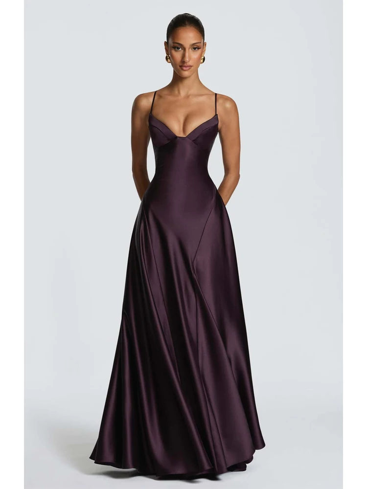 Women Green Ruched Elegant Satin Maxi Dress Mermaid One-shoulder Cutout Slim Fit Flowy Vestido 2026 Lady Summer Evening Vestidos