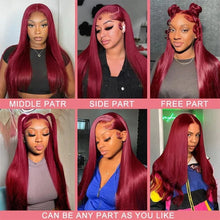 Straight 99J Burgundy Red Synthetic 13x4x1 Lace Frontal Wig