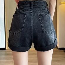 2024 Summer Women Shorts Pants Lady High Waisted Loose High Street Denim Pants Female Streetwear Black Gray Wide Leg Short Jeans