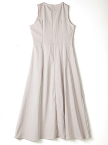 Spring/Summer elegant minimalist slim-fit apricot round neck sleeveless umbrella dress suitable for casual outings and holiday g