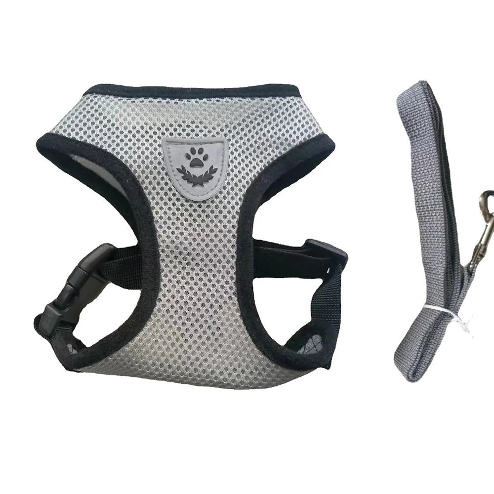 Cat Small Dog Breathable Mesh Harness And Leash Kitten Cats Harnesses Little Dog Puppy Harness For French Bulldog Chihuahua Pug