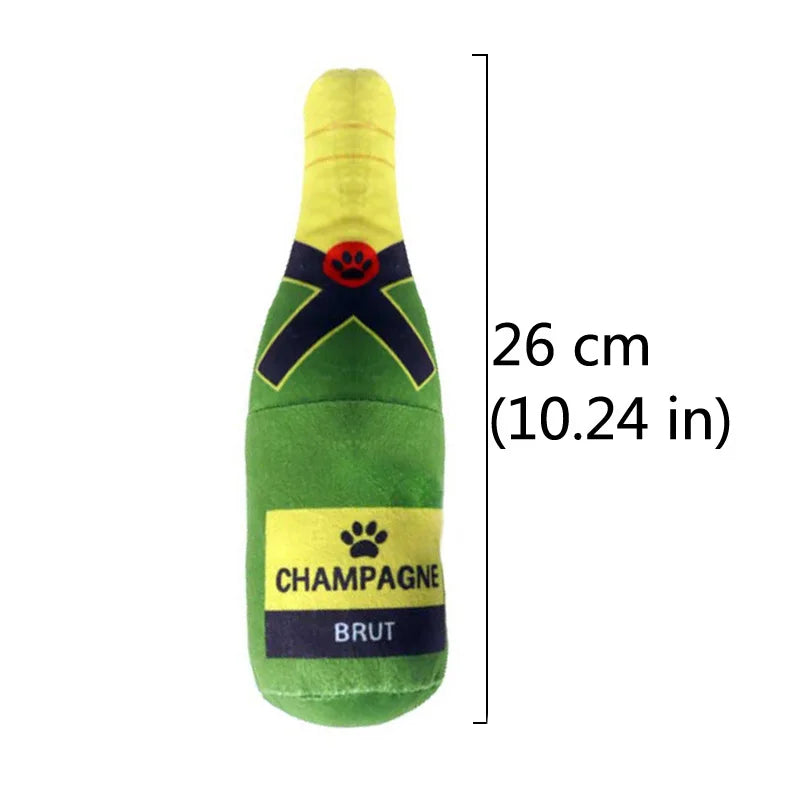 Jouets interactifs pour chien, jouet en peluche pour animal de compagnie en forme de bouteille de champagne, de vodka ou de whisky, jouet couineur résistant aux morsures, fournitures pour animaux