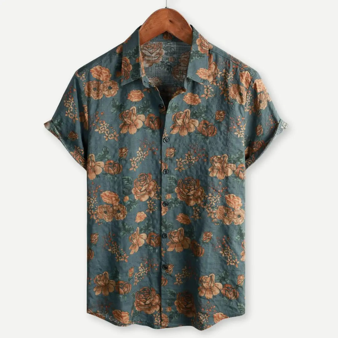 Hawaiian 3D Printed Shirt Amazon Independent Station Bestseller Notch Collar Short Sleeve Shirt