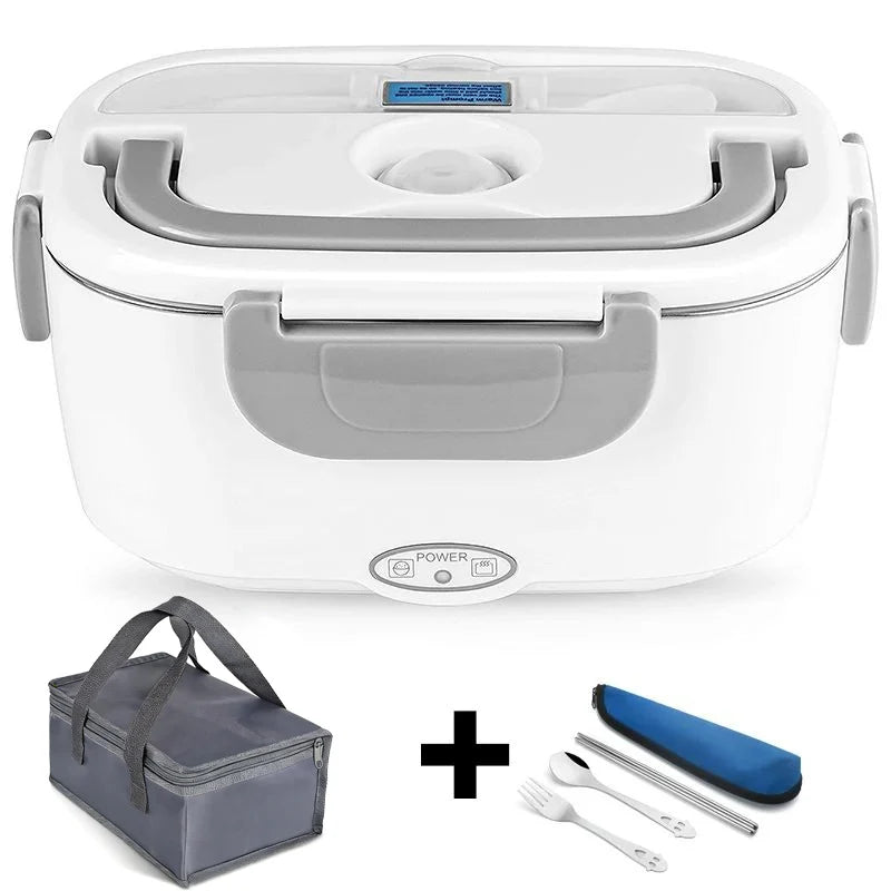 Electric Heated Lunch Box Stainless Steel Outdoor Portable Car Office Food Heating Warmer Container 12V 24V 110V 220V EU US Plug