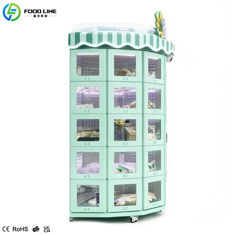 Customize Supplier Factory 30-grid Flower Cabinet Outdoor Fresh Floral Flower Bouquet Vending Machine with 32-inch Touch Screen