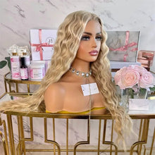 26 Inch Blonde Water Wave Synthetic Lace Front Wig For Women