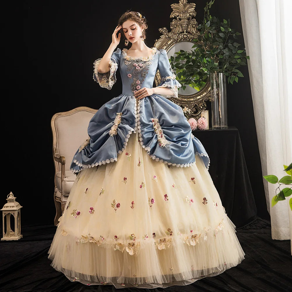 18th Century Women Marie Antoinette Dresses Long Victorian Rococo Gowns Historical Theater Clothing