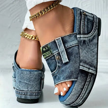 Platform Women Slippers New Summer Elegant Denim Sandals Comfortable Slip on Shoes Beach Walking Slippers Casual Slides Women