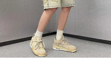 Star Patchwork Yellow Clay Color Jeans Summer Men Denim Shorts Trendy Streetwear Five-point Pants Straight Jeans Shorts