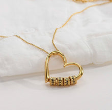 1pc Customized Names Stainless Steel Charming Heart Necklace with Engraved Beads Personalized Names Jewelry Mother's Day Gift