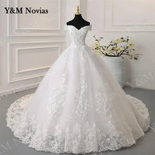 Y&M Novias Off Shoulder Plus Size Vestido De Noiva 2026 New Wedding Dress Train or Floor Customized large Bridal Tulle Mariage