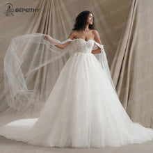 BEPEITHY Customized Princess Glitter Ivory Wedding Dresses Women Full Sleeves Lace Ball Bridal Gown Court Train 2026 Sweetheart