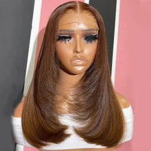 Highlight Black White Layered Lace Front Wig 13x4 Glueless