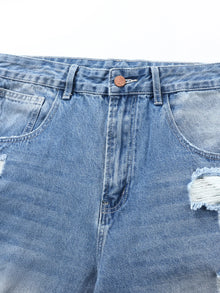 Men's Ripped Baggy Jeans Loose Fit Distressed Denim Pants Light Wash Y2K Streetwear Wide Leg Style