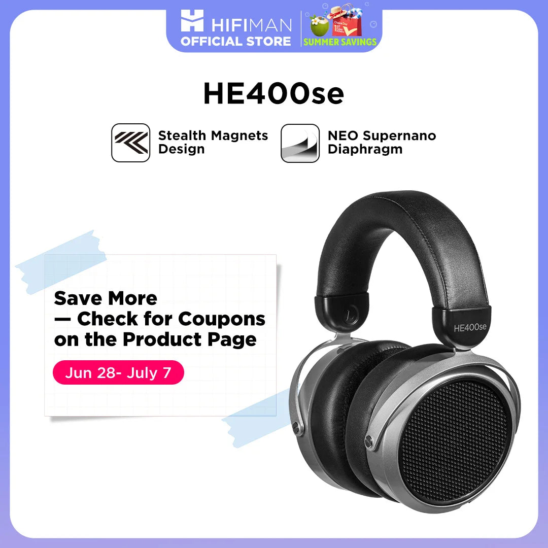 HIFIMAN HE400SE Stealth Magnets Over-Ear Open-Back Full-Size Planar Magnetic Wired Headphones