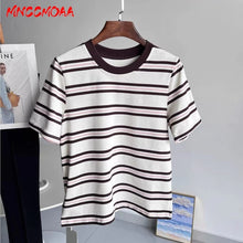 High Quality 2026 Summer New Women Fashion Stripes O-Neck Cotton T-Shirt Ladies Casual Short Sleeve Basic Tees Tops Female