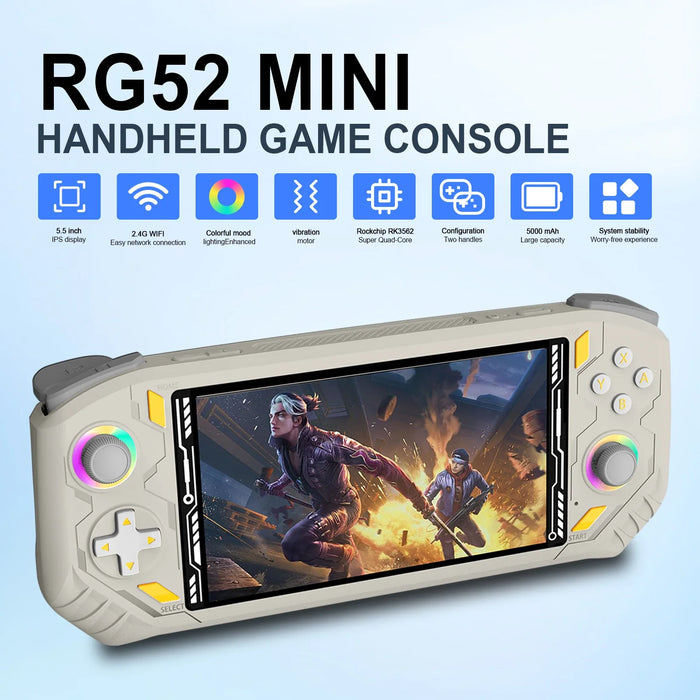 RG52 MINI Handheld Game Console Support Bluetooth WIFI RK3562 Chip 64/128G EmuELEC System 5.5'' IPS Screen Video Game Console
