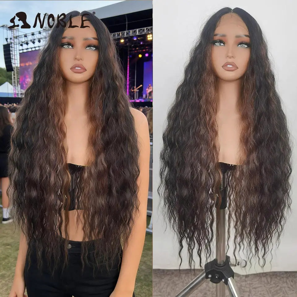 Noble Cosplay 42 Inch Blonde Ombre Synthetic Lace Front Wig