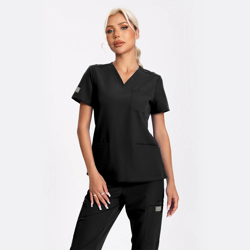 KUNGFU SCRUBS Women Nurse Scrubs Medical Uniform Top Antibacterial Soft Wrinkle-resistant Waterproof T-shirt Pencil Pants