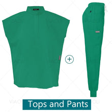 Scrubs Uniforms Sets Medical Nursing Hospital Working Clothes Solid Color Surgical Gowns Breathable Scrub Top Joggers Pants Suit