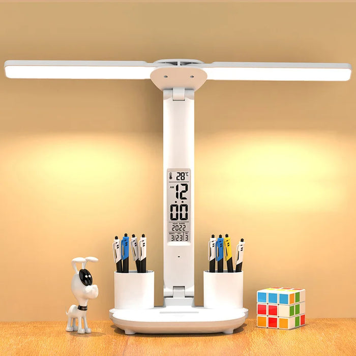 LED Desk Lamp,Multifunction Table Lamp with Calendar USB Touch Night Light with Pen Holder for Bedroom Reading Lamp de chevet
