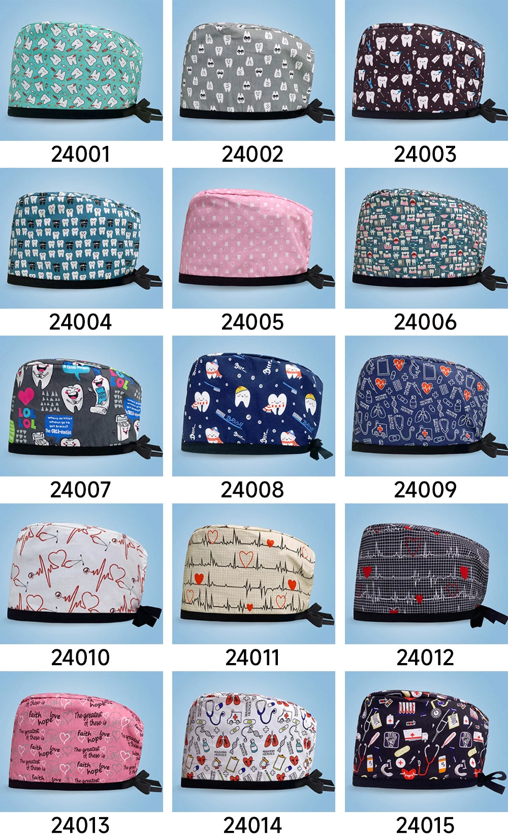 Cartoon Print Medical Scrub Hat Hospital Doctor Work Caps Health Worker Scrub Cap Pet Clinic Nurse Beautician Nursing Scrubs Hat