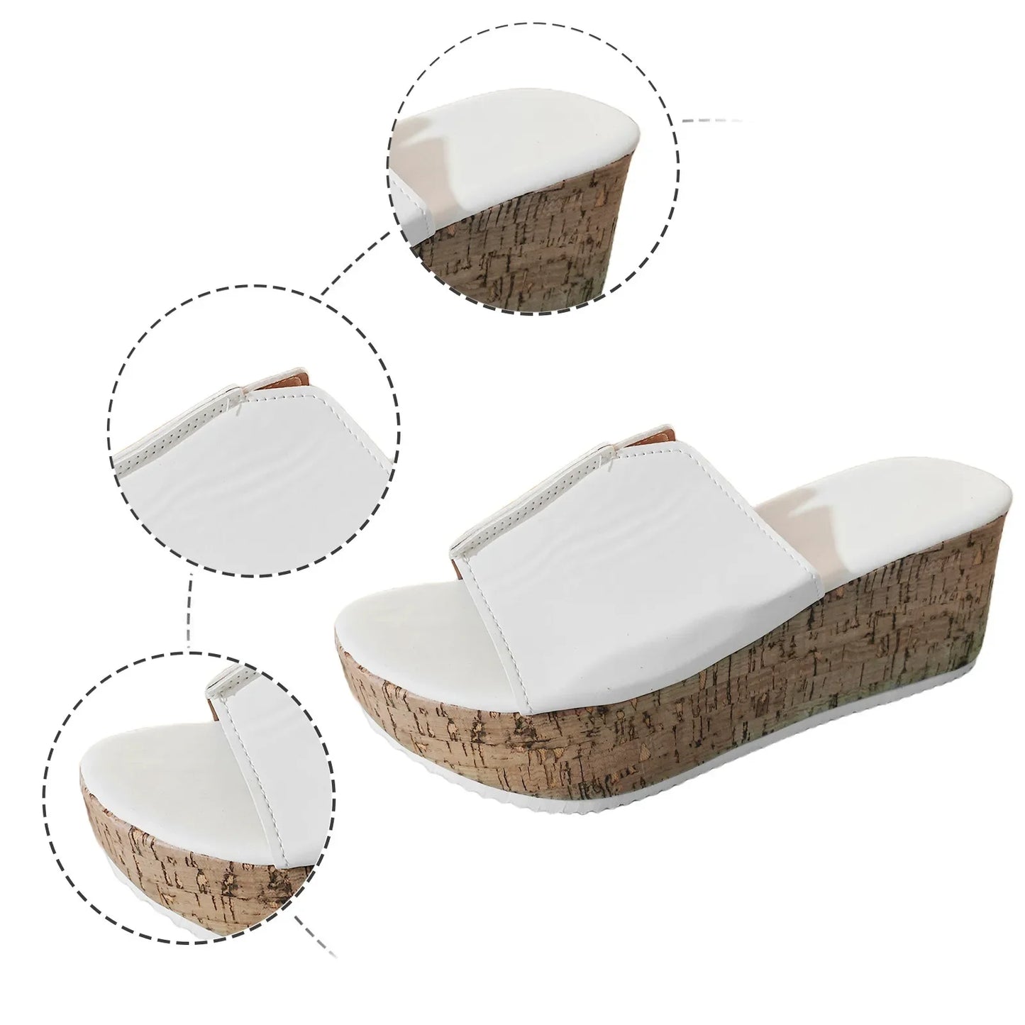 Wedges Slippers Summer Shoes for Women Leather Open Toe Beach Shoes Platform Slippers Women Flats Sandalias De Mujer Verano 2024