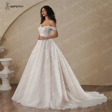 BEPEITHY Customized Strapless A Line Lace Wedding Dresses 2025 Spring Sleeveless Boho Champagne Ivory Bride Beach Bridal Gown
