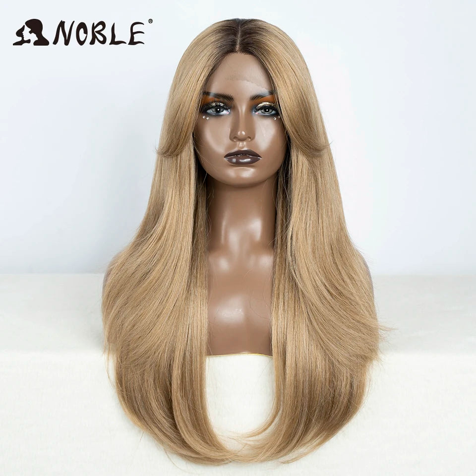 Noble 26 Inch Synthetic Lace Front Wig Ombre Blonde Cosplay