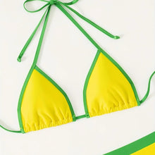 2026 New Brazil Flag Bikini Three-piece Set Sexy Color Block High Performance Cost-effective Sexy Style Swimsuit Ensemble