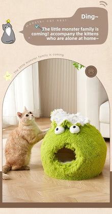 Cozy Enclosed Cat Bed for Winter Warmth Security Indoor Pet House for Cats and Small Dogs with Soft Padding 4 Seasons Use