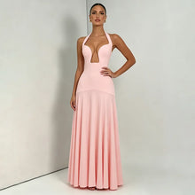 2026 NEW Summer Women Halter Front Cut Out V Neck Bodycon Maxi Dress Sleeveless Sexy Elegant Club Evening Party Long Dress