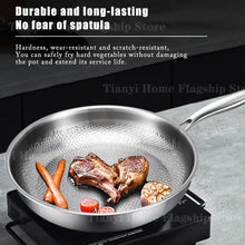 22/24/26/28/30cm Titanium Stainless Steel Frying Pan Non-stick Wok Home Egg Steak Skillet Induction Gas Stove Kitchen Cookware