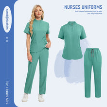 Niaahinn Pants Sets Scrubs Top with Zipper Salon Beauty Spa Uniform Women Men Scrub Uniforms Healthcare Pharmacy Nurse Work Wear