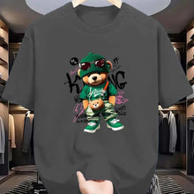 Nouveau t-shirt homme été tendance respirant à col rond avec motif imprimé baskets ours géométrique haut décontracté extérieur
