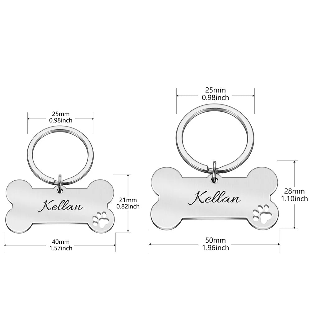 Personalized Engraved Pet ID Name Cat Dog Pet ID Anti-lost Tag Pendant for Cat Puppy Dog Collar Tag Keyring Bone Pet Accessories