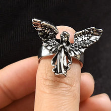 Antique Design Ring Distressed Angel Silver Color Opening Rings Fashion Punk Hip Hop Couple Rings Party Women Men Jewelry Gifts