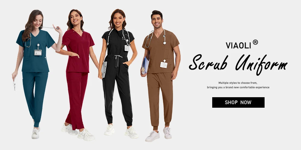Custom Logo Medical Clothing for Women Anti Wrinkle Nursing Scrub Doctor Nurse Work Clothes Jumpsuit Printing Embroidering Logos