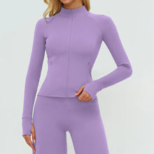 Women Stand Up Collar Zip Jacket Yoga Long Sleeve Gym Wear